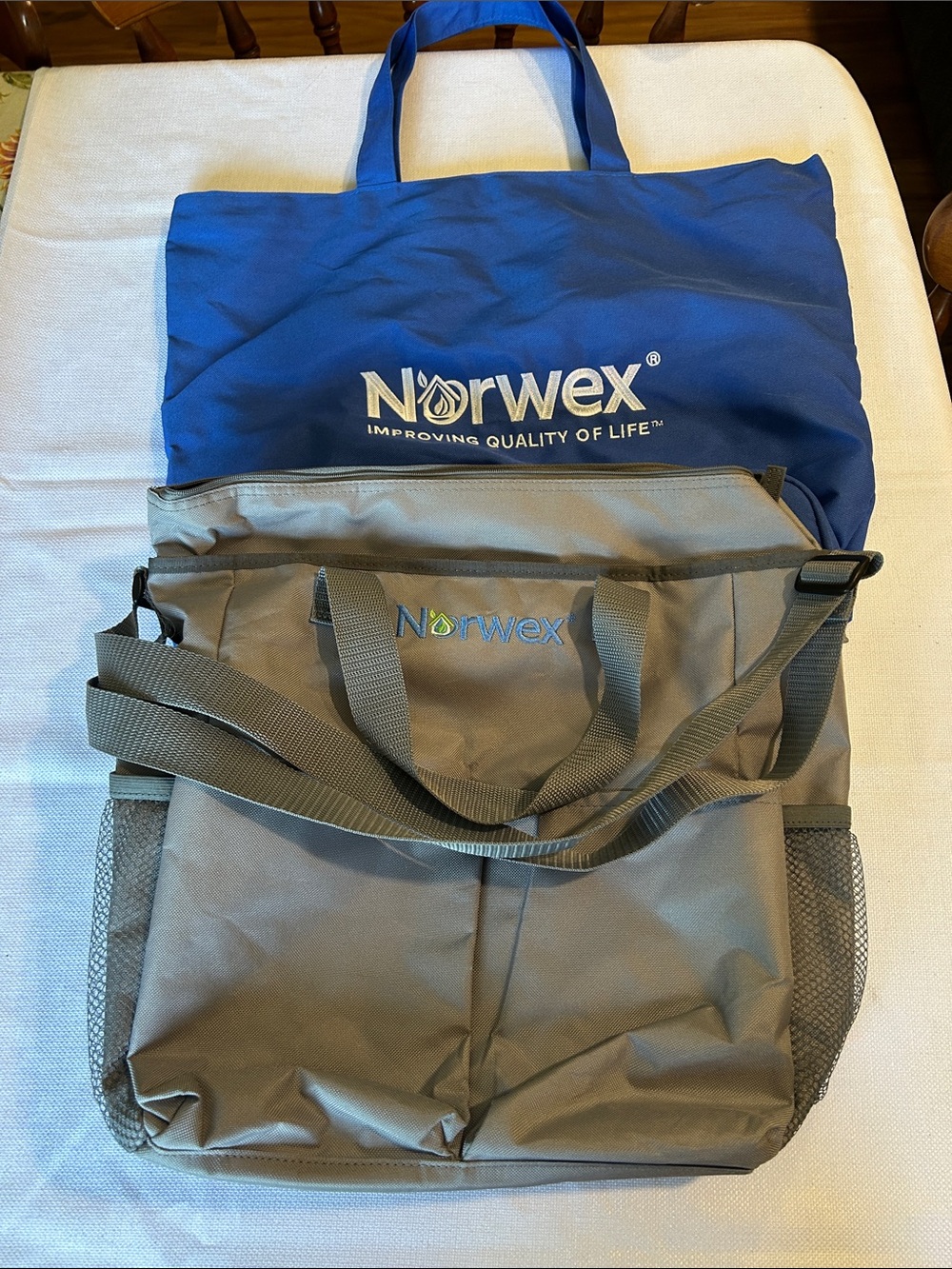 Norwex Blue and Gray Dual Tote Set
